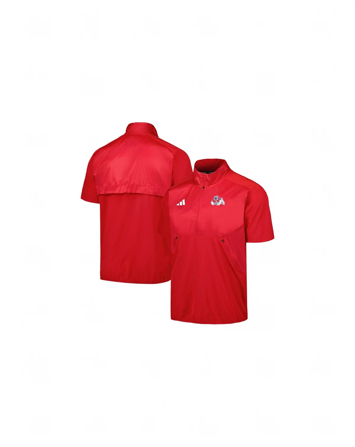 Men's Red Fresno State Bulldogs Sideline AEROREADY Raglan Short Sleeve Quarter-Zip Jacket