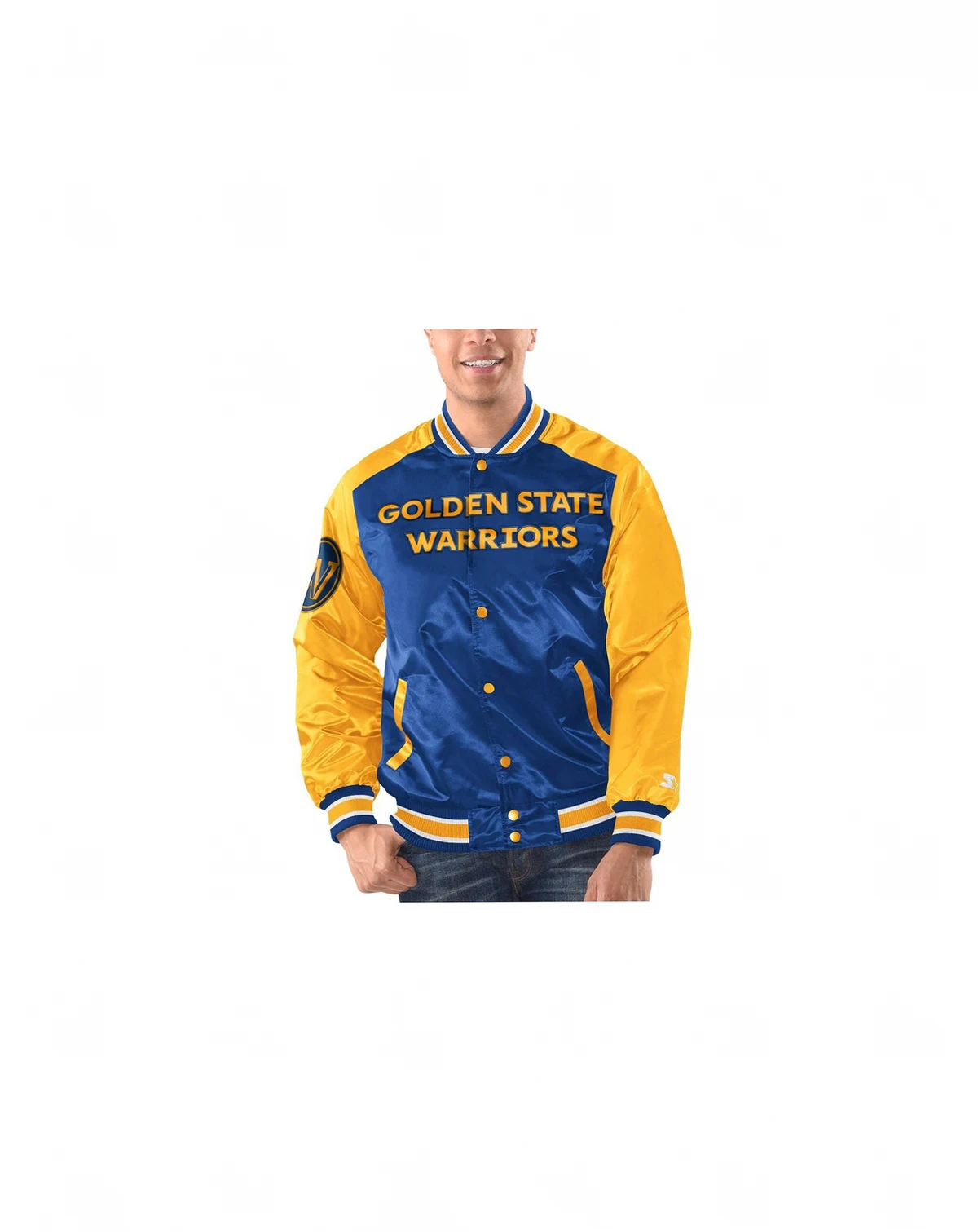 Men's Royal, Gold Golden State Warriors Renegade Satin Full-Snap Varsity Jacket