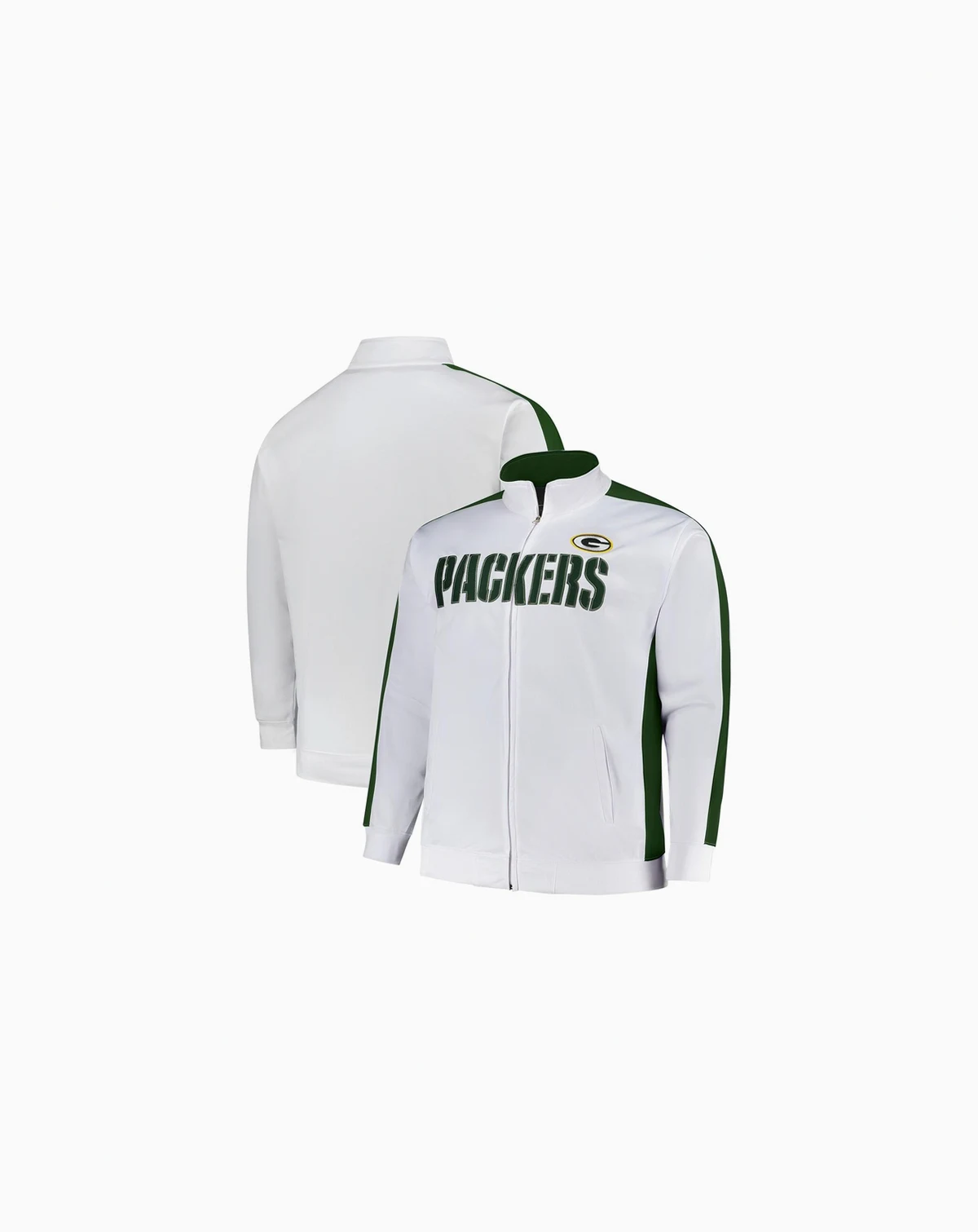 Men's White Green Bay Packers Big Tall Tricot Full-Zip Track Jacket