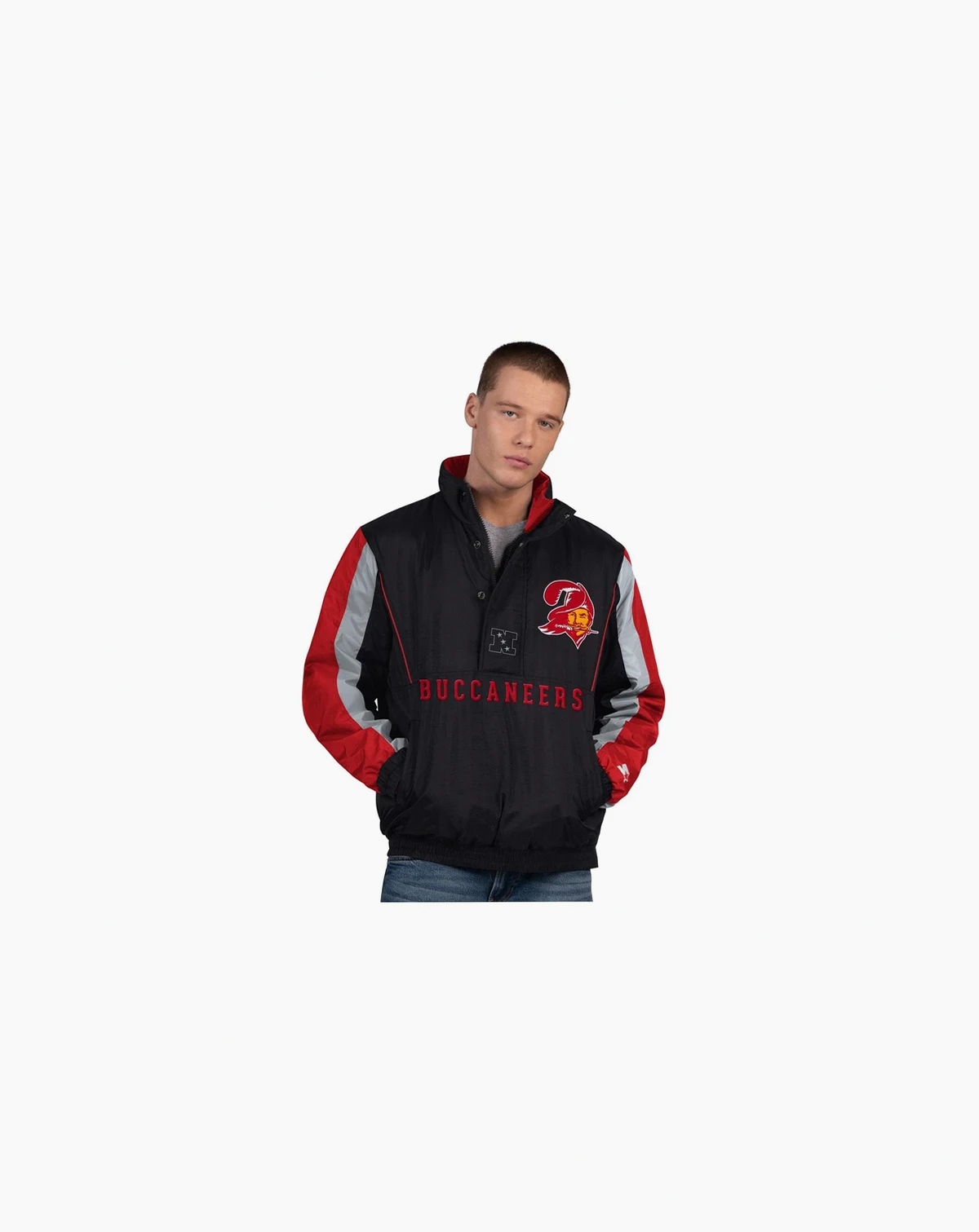 Men's Black Tampa Bay Buccaneers Thursday Night Gridiron Vintage Logo Half-Zip Jacket
