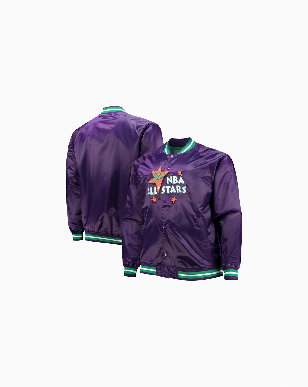 Men's Purple Big and Tall 1995 NBA All-Star Game Hardwood Classics Satin Full-Snap Jacket