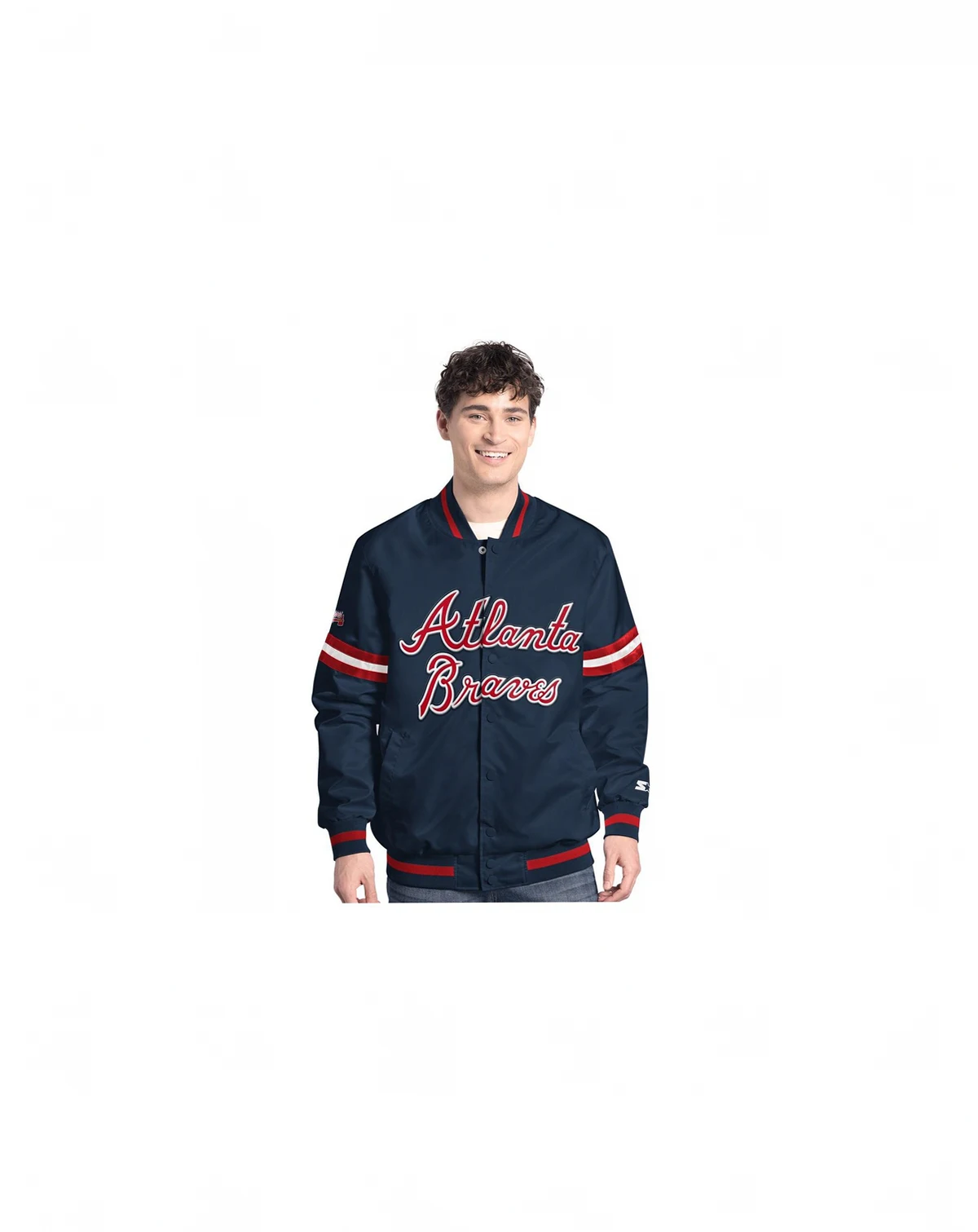 Men's Navy Atlanta Braves Scout Full-Snap Varsity Jacket