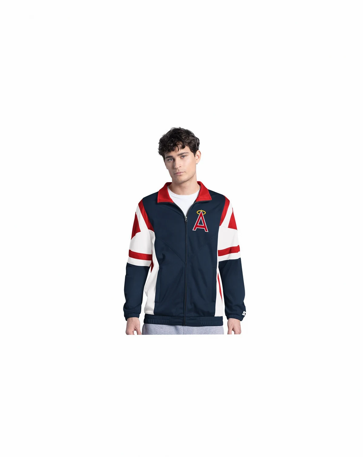 Men's Navy/Red California Angels Contender Tricot Full-Zip Track Jacket