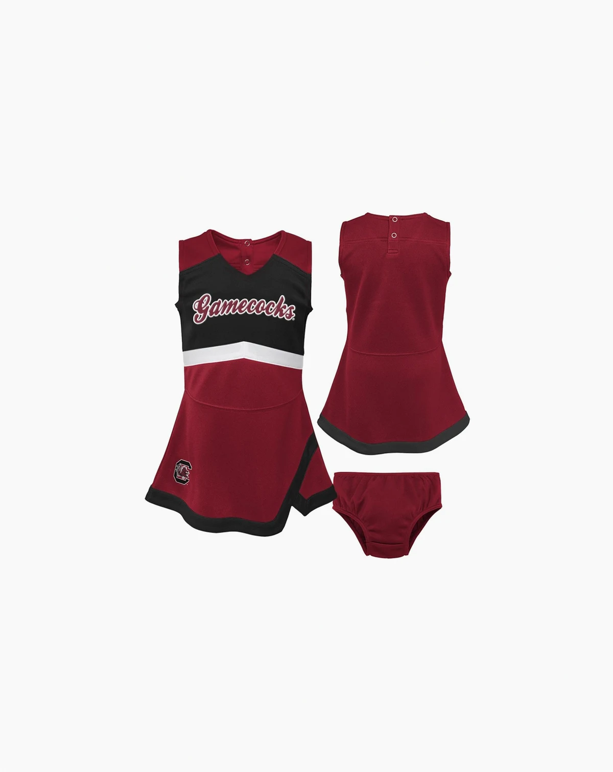 Girls Toddler Garnet, Black South Carolina Gamecocks Two-Piece Cheer Captain Jumper Dress and Bloomers Set