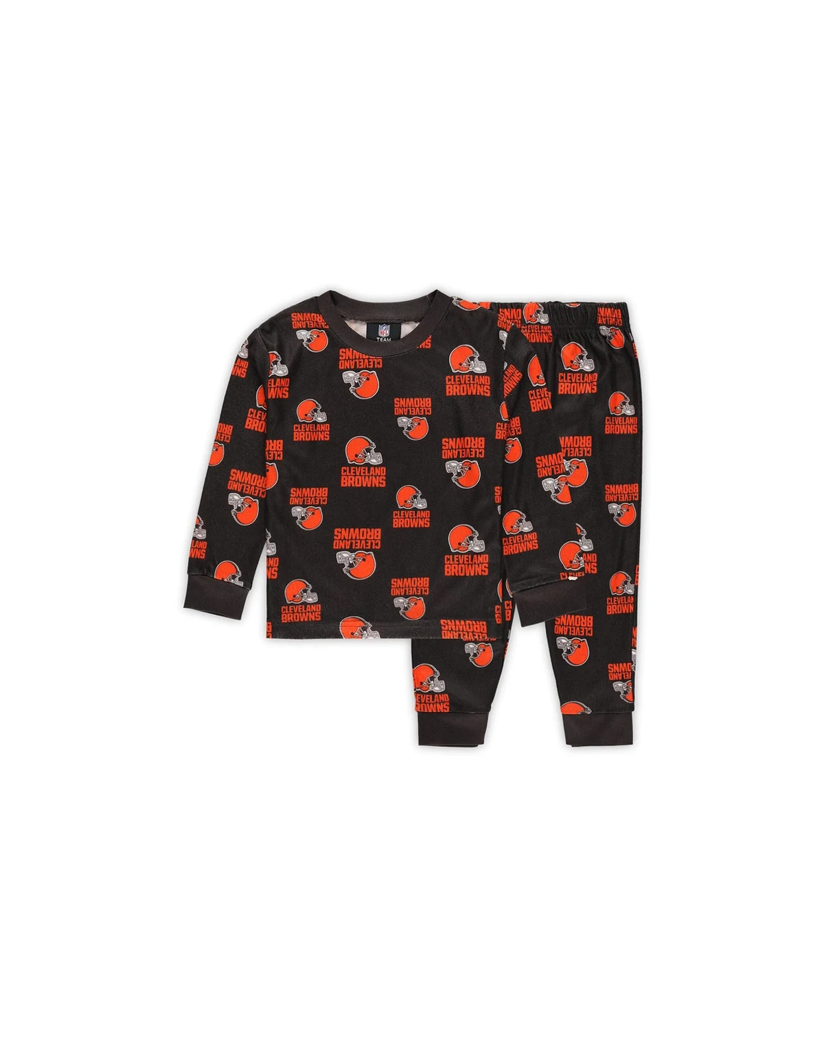 Toddler 2-Piece Brown Cleveland Browns All-Over-Print Long Sleeve T-Shirt and Pants Sleep Set
