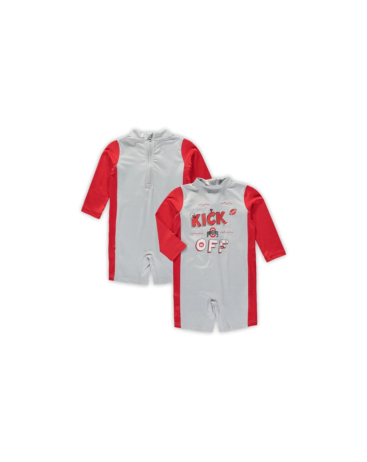 Toddler Girls Gray, Scarlet Ohio State Buckeyes Wave Runner Wetsuit