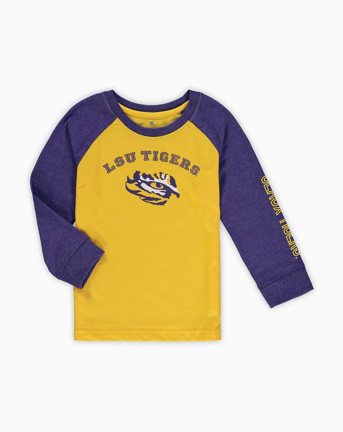 Toddler Boys and Girls Heathered Gold LSU Tigers Long Sleeve Raglan T-Shirt