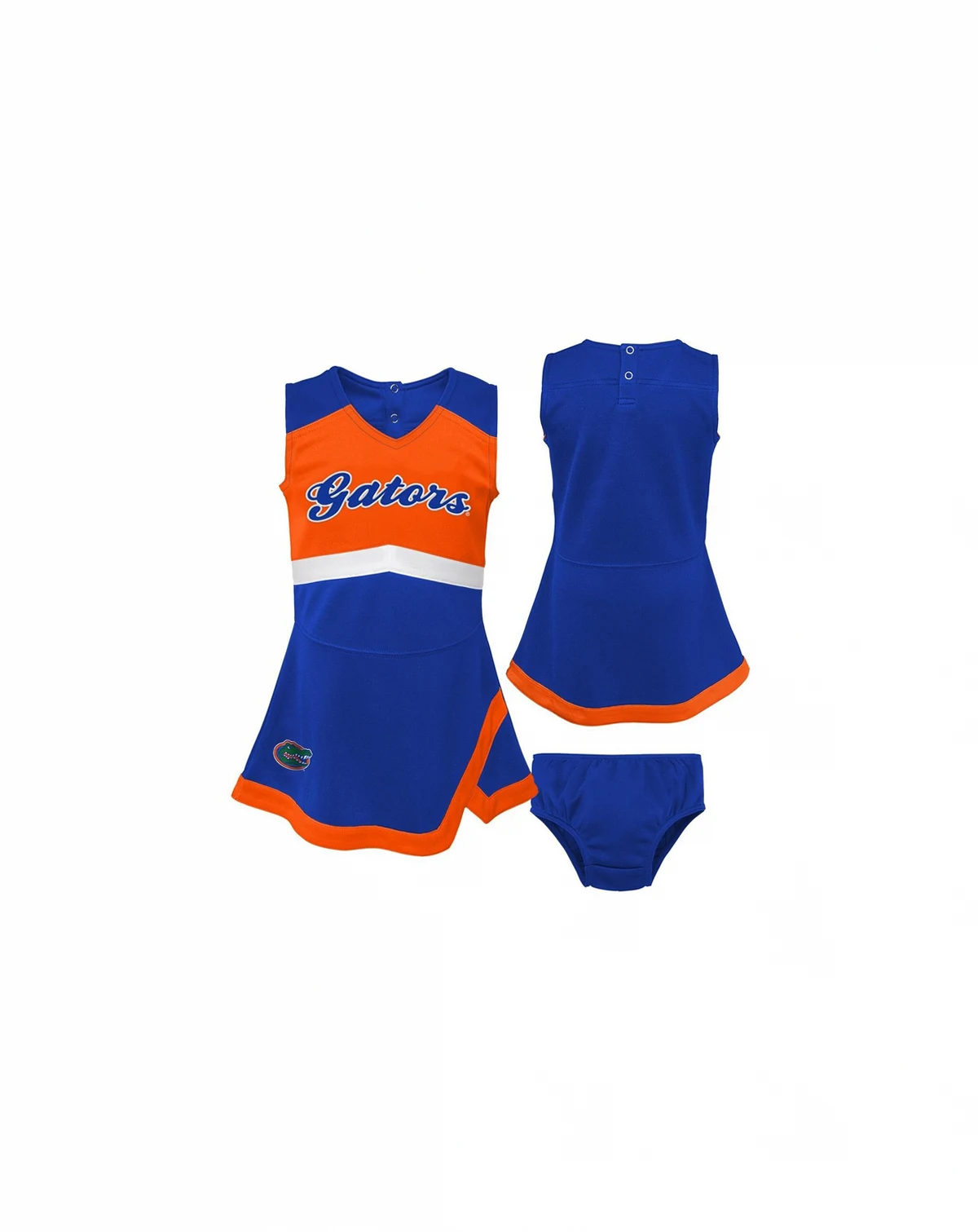 Girls Toddler Royal, Orange Florida Gators Two-Piece Cheer Captain Jumper Dress and Bloomers Set