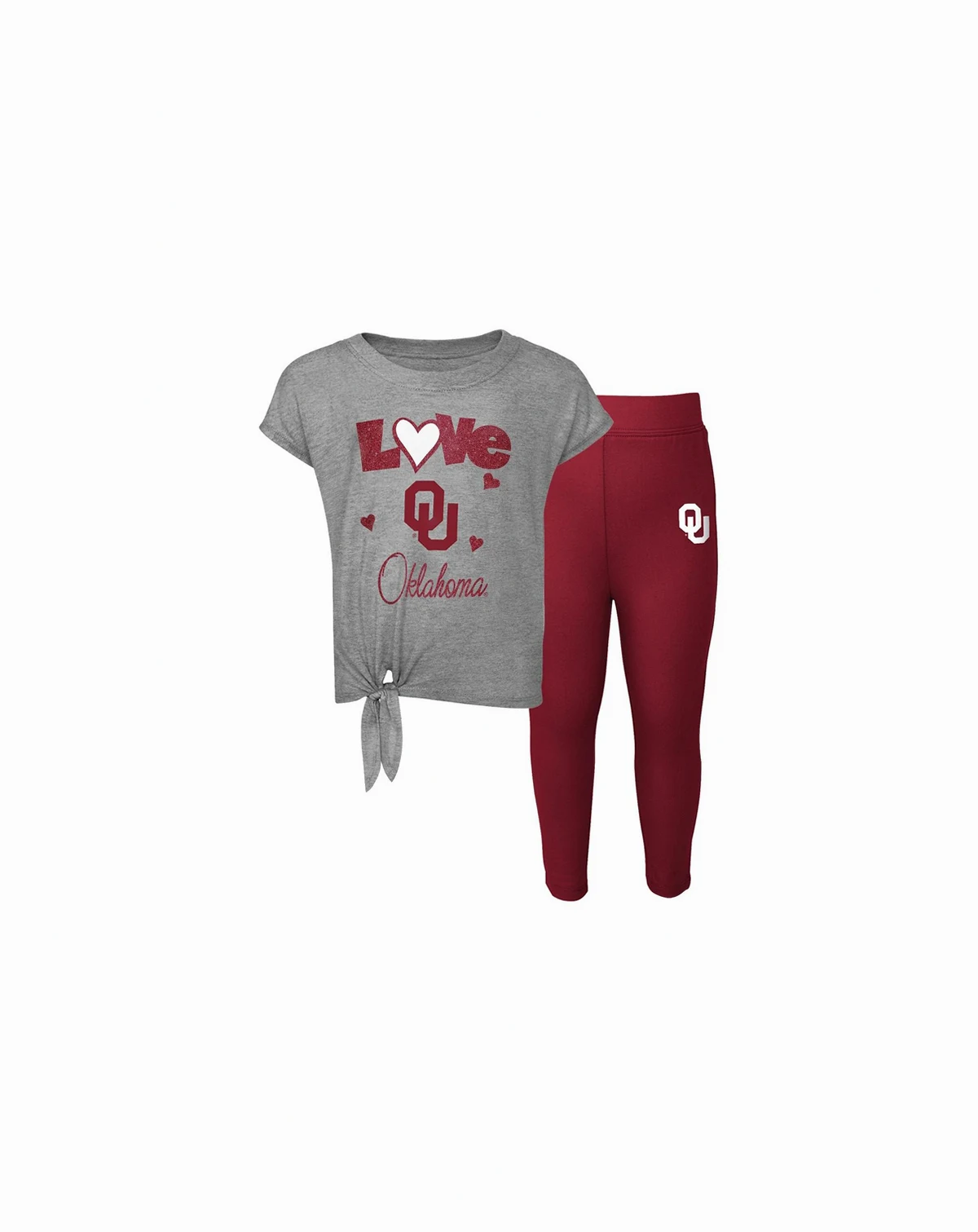 Toddler Girls Heather Gray, Crimson Oklahoma Sooners Forever Love Team T-shirt and Leggings Set