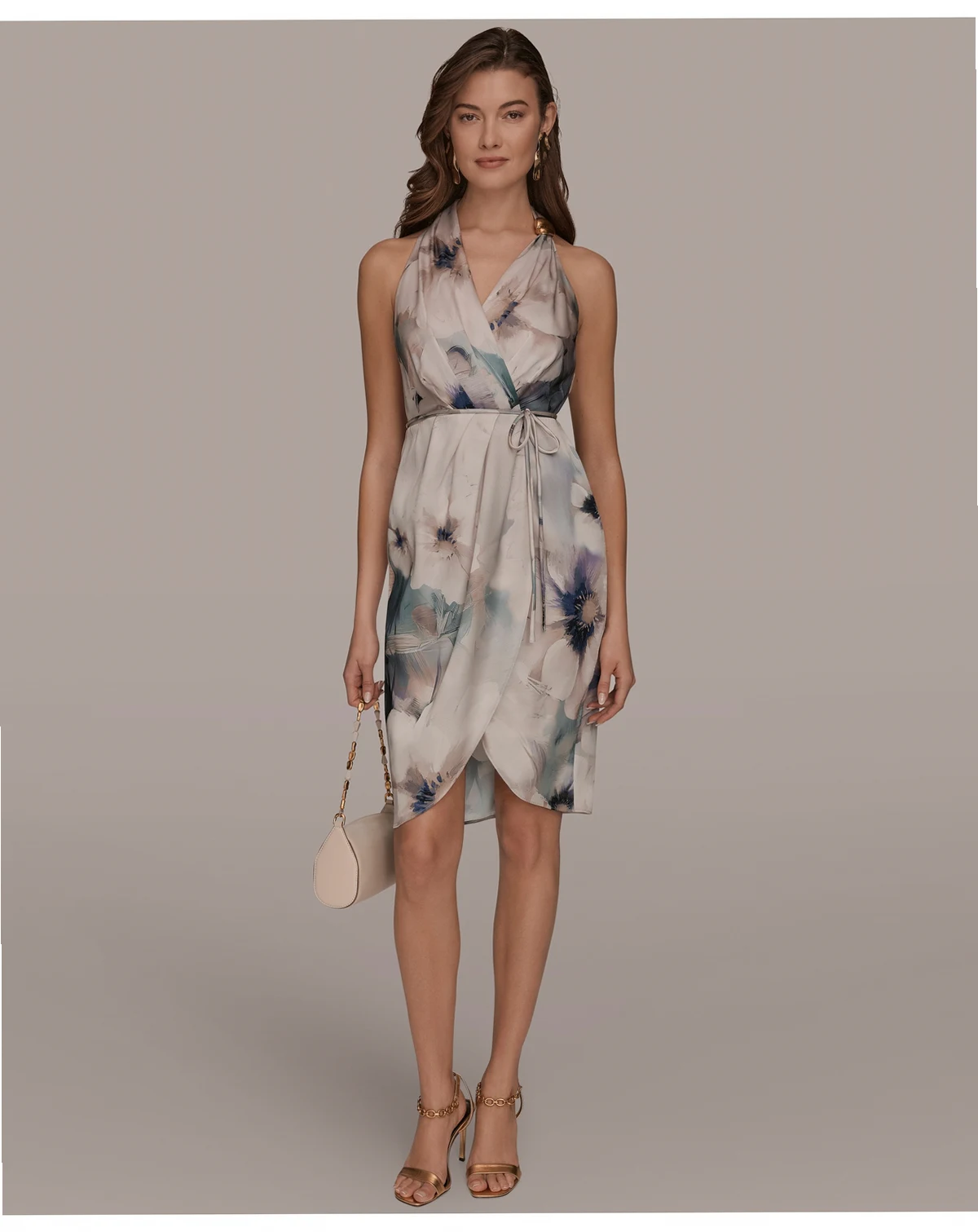 Women's Sleeveless Floral V-Neck Sheath Dress