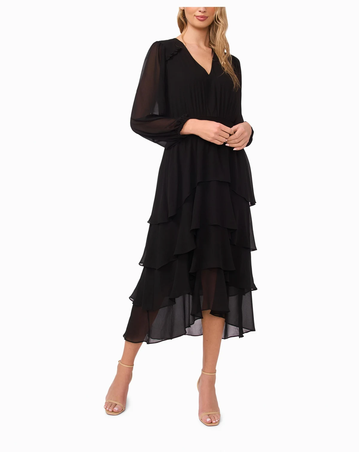 Women's V-Neck Smocked Waist Tiered Dress
