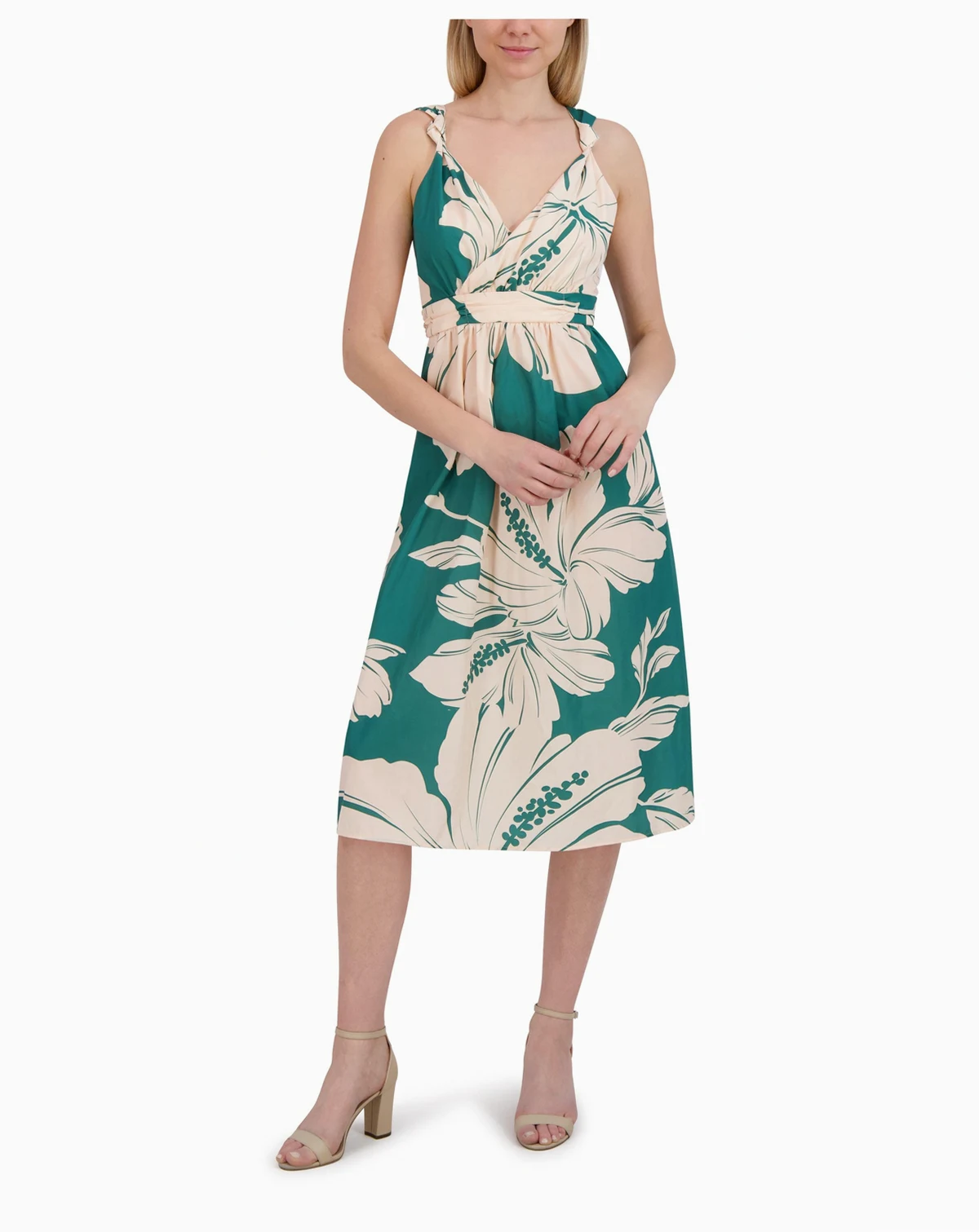 Women's Sleeveless V Neck Midi Dress