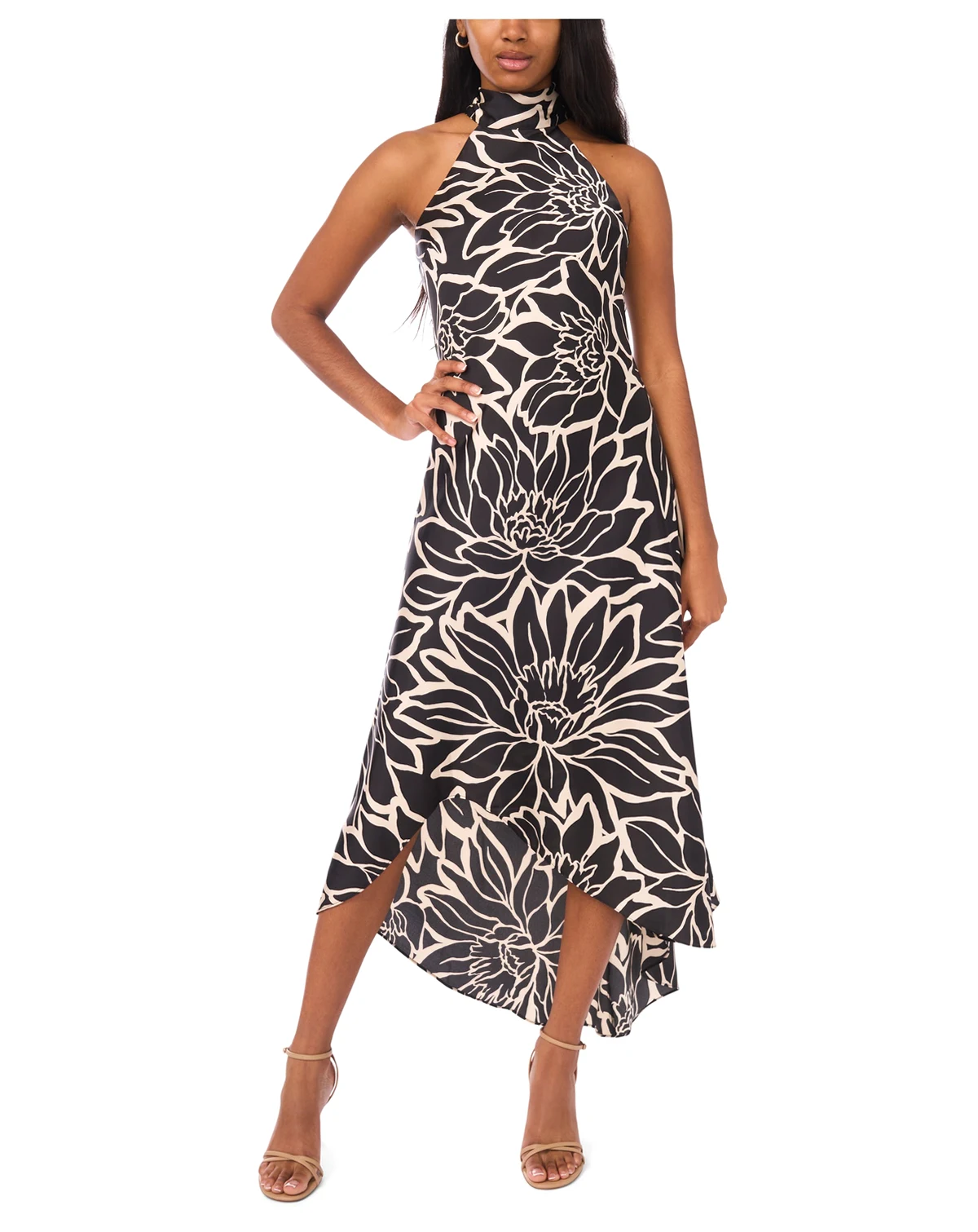 Women's High Halter Neck Midi Dress