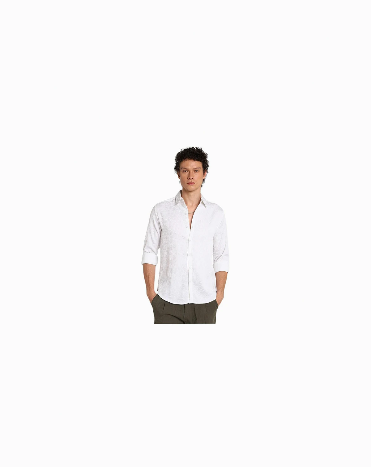 Men's Chalk White Abstract-Textured Shirt