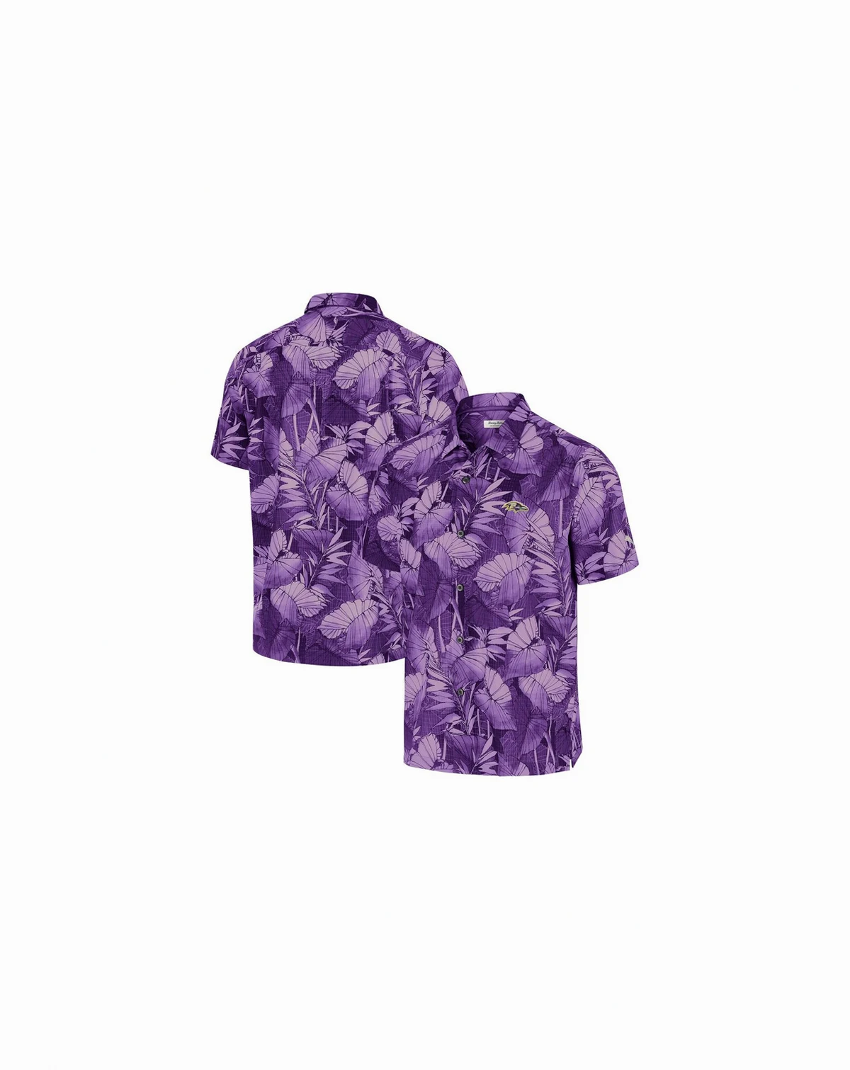 Men's Purple Baltimore Ravens Big Tall Coast Nuevo Fronds IslandZone Button-Up Shirt