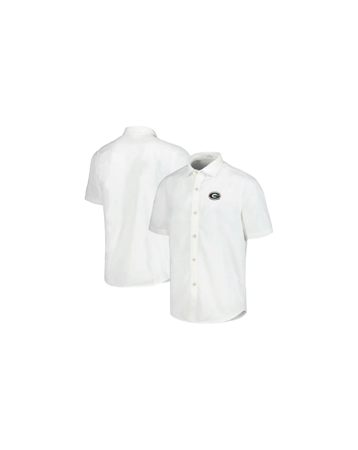 Men's White Georgia Bulldogs Coconut Point Palm Vista IslandZone Camp Button-Up Shirt