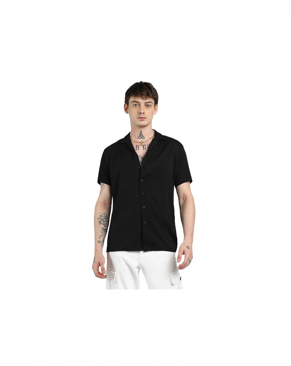 Men's Onyx Black Creased Shirt