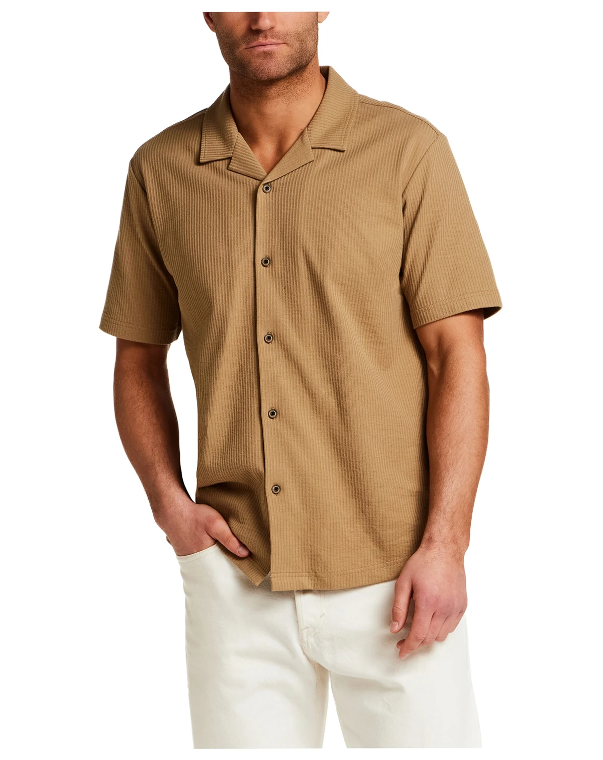 Men's Short-Sleeve Seersucker Coatfront Knit Shirt
