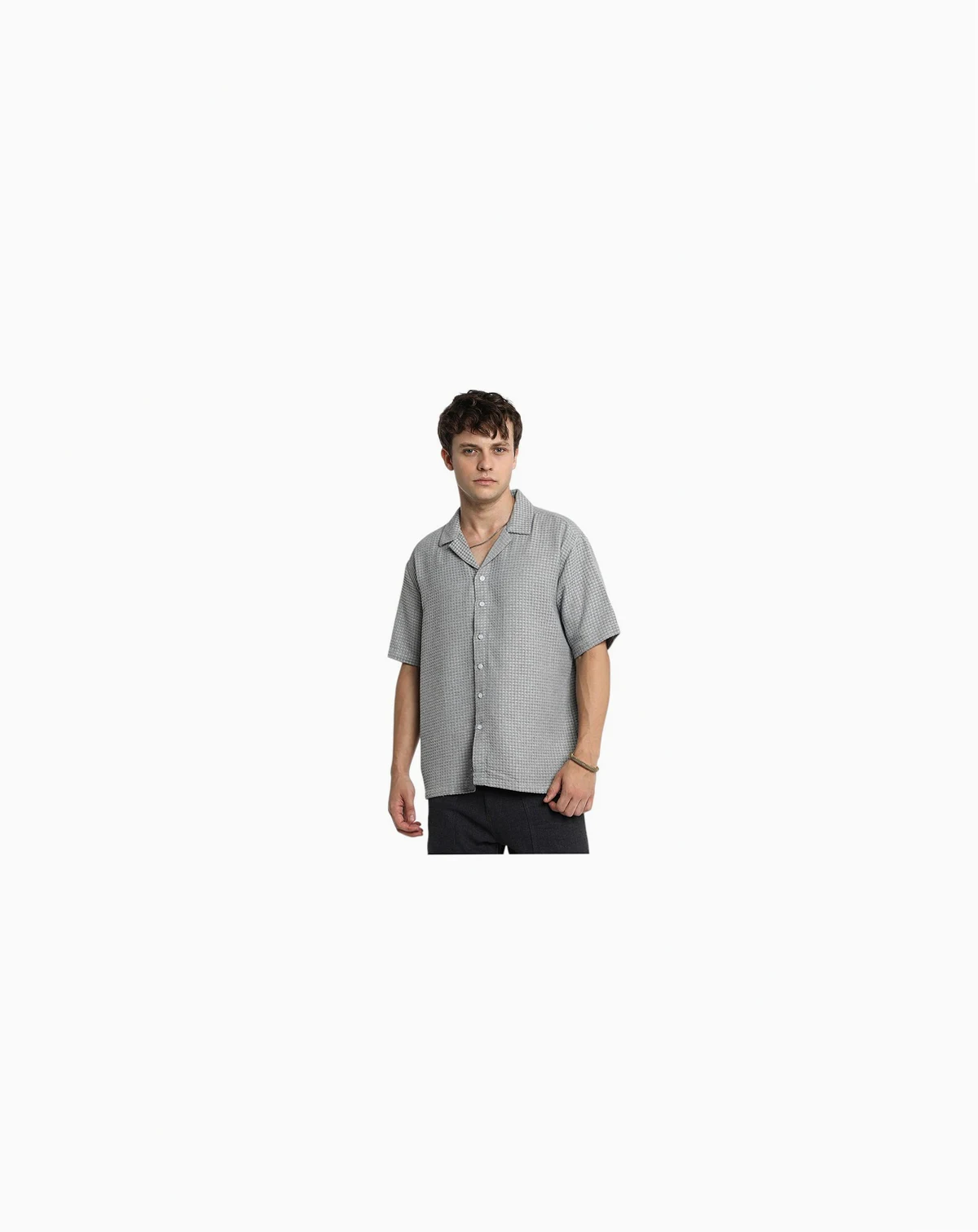 Men's Moon Grey Waffle-Knit Oversized Shirt