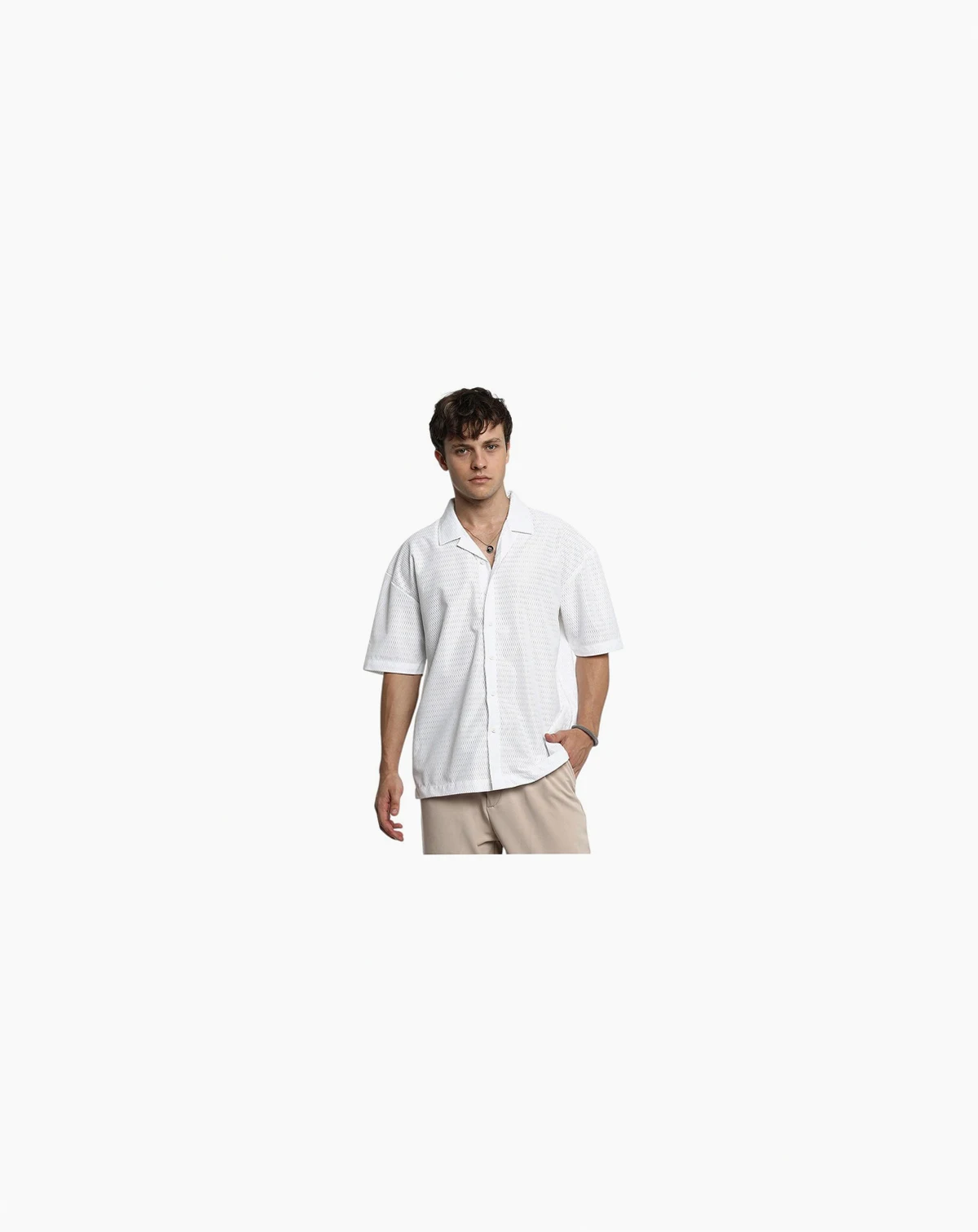 Men's Chalk White Oversized Honeycomb Shirt