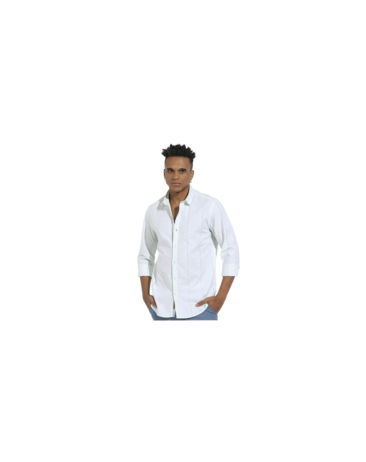 Men's White Heathered Pinstriped Shirt