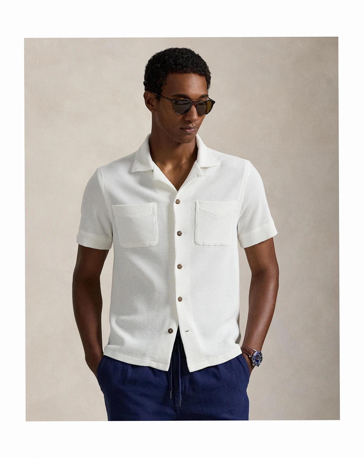 Men's Waffle-Knit Short-Sleeve Shirt