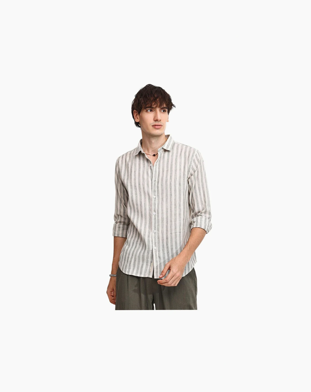 Men's Moon Grey Heathered-Stripe Shirt