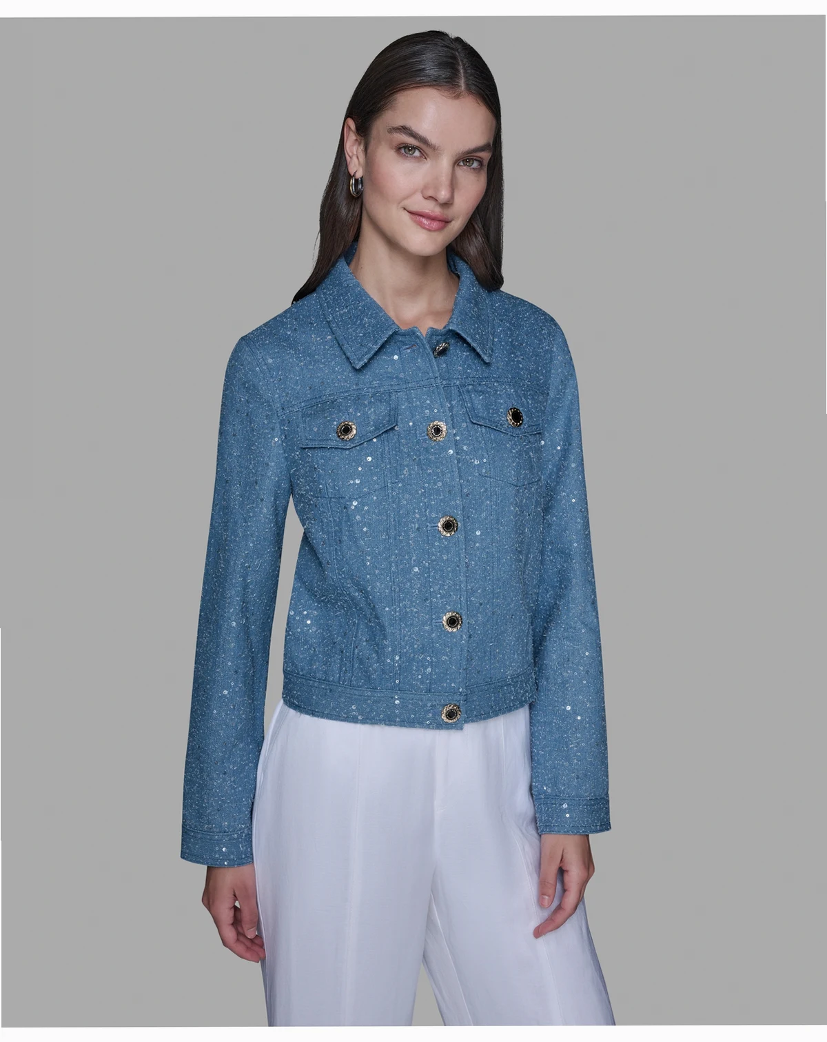 Women's Button Front Sequin Detail Jacket