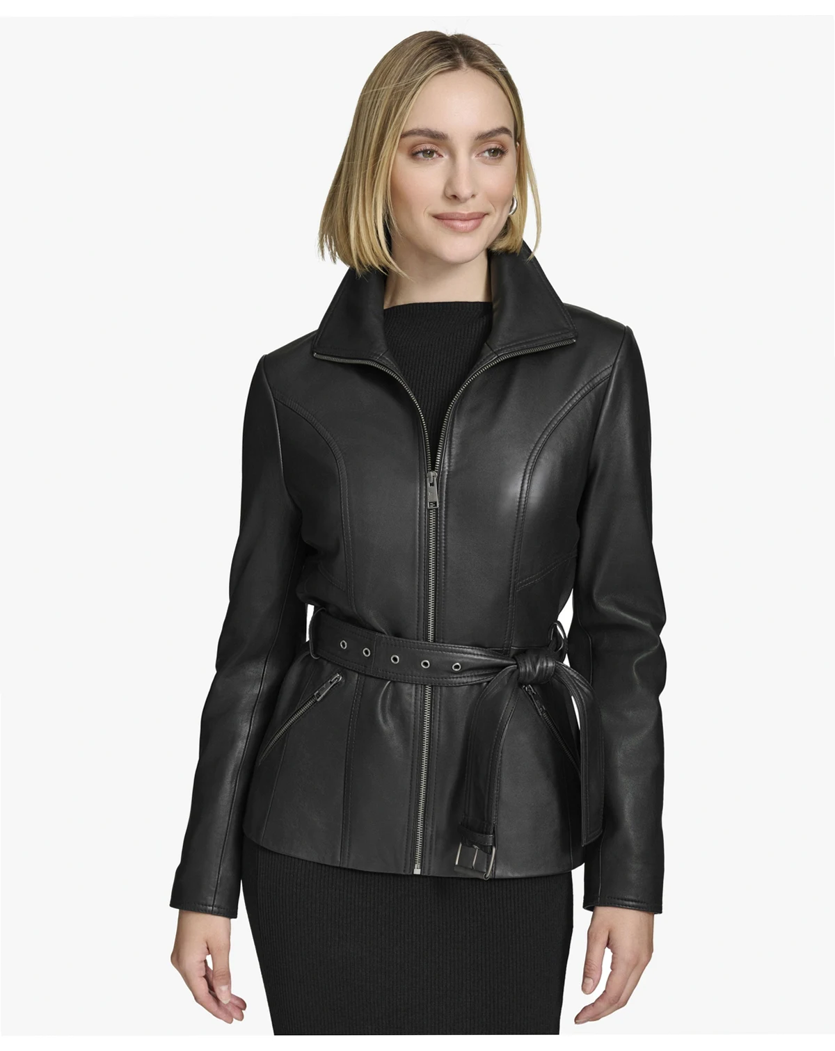Women's Tatum Belted Leather Jacket