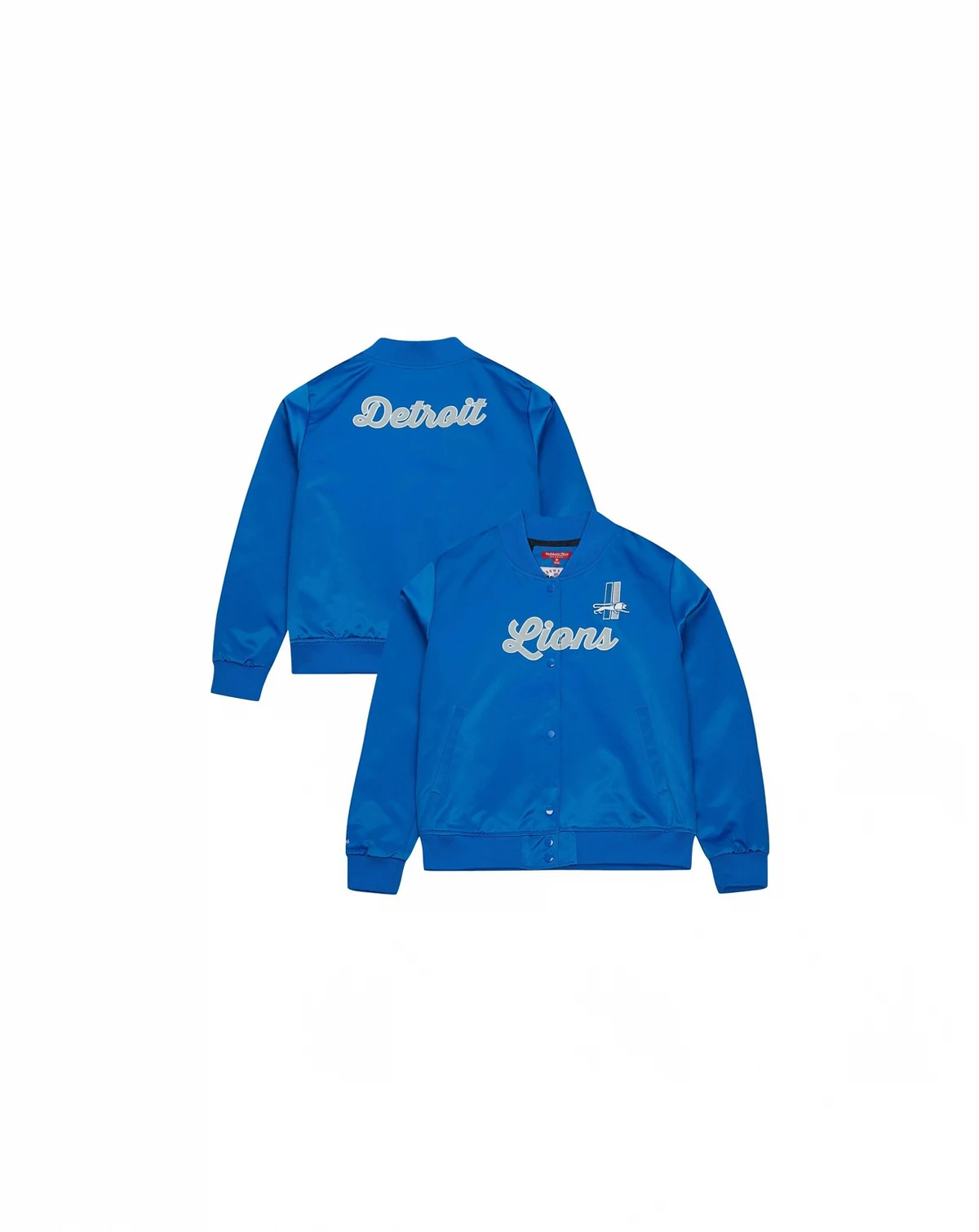 Women's Blue Detroit Lions Full-Snap Satin Jacket