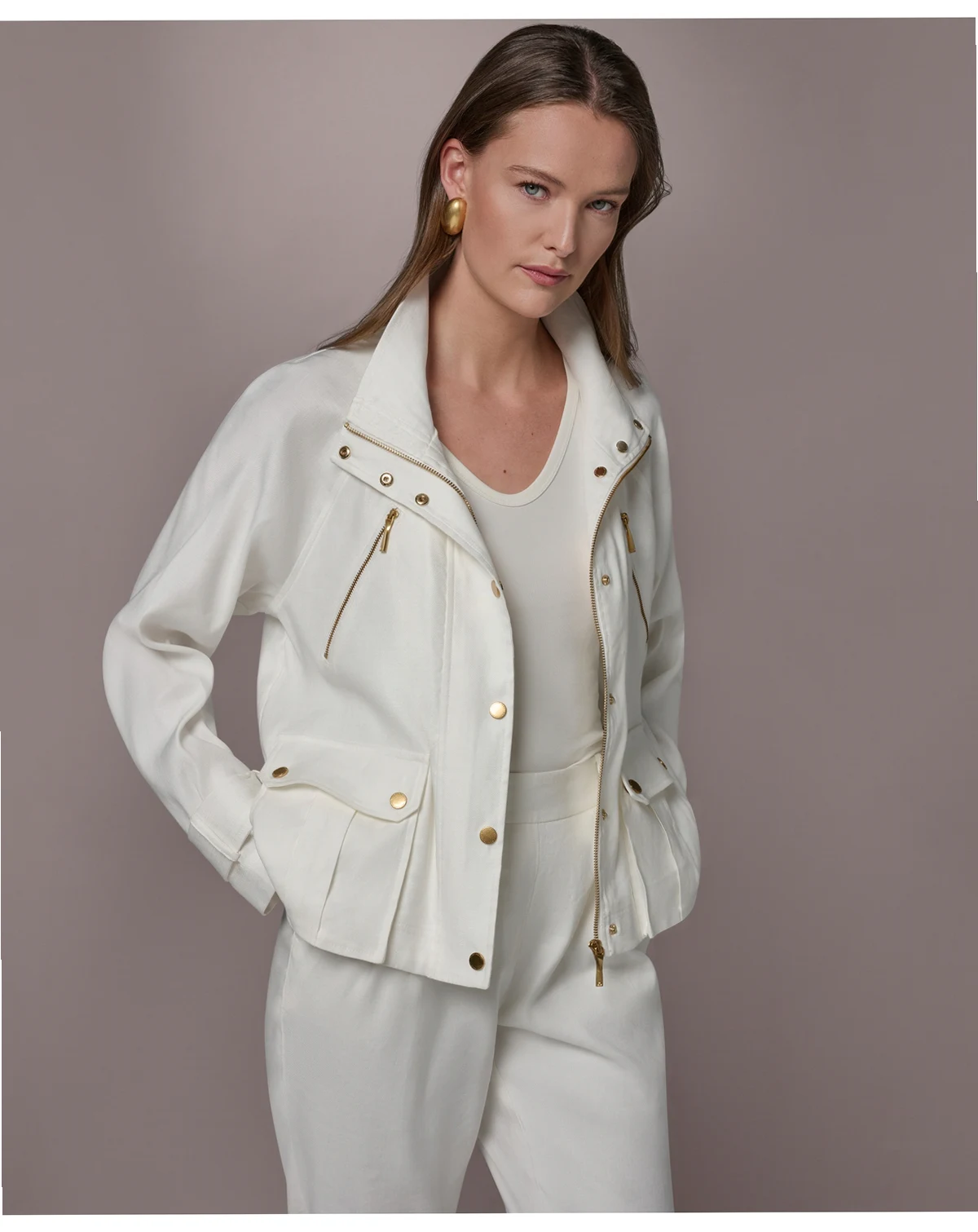 Women's Zipper Patch Pocket Jacket
