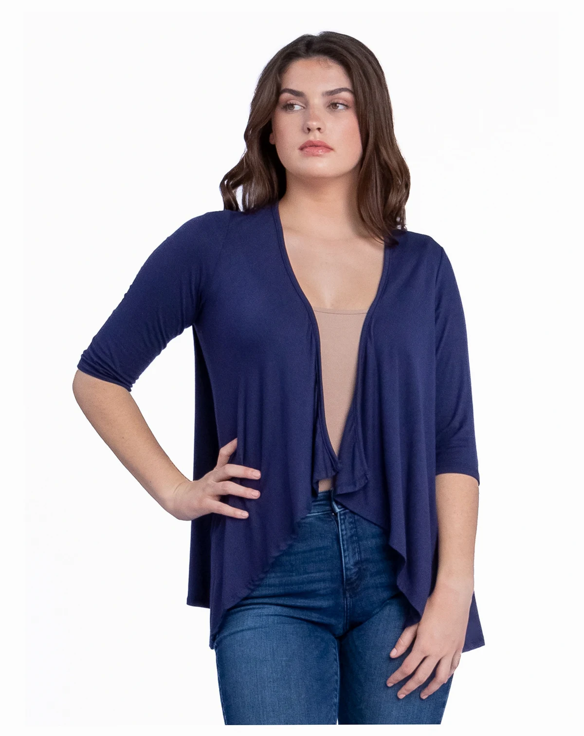 Petite Elbow Length Sleeve Open Cardigan Jacket