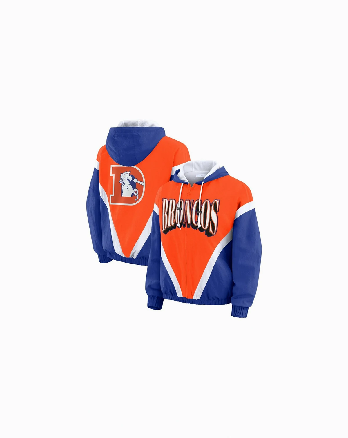 Women's Orange/Royal Denver Broncos Plus Size Retro Crinkle Full-Zip Windbreaker Jacket