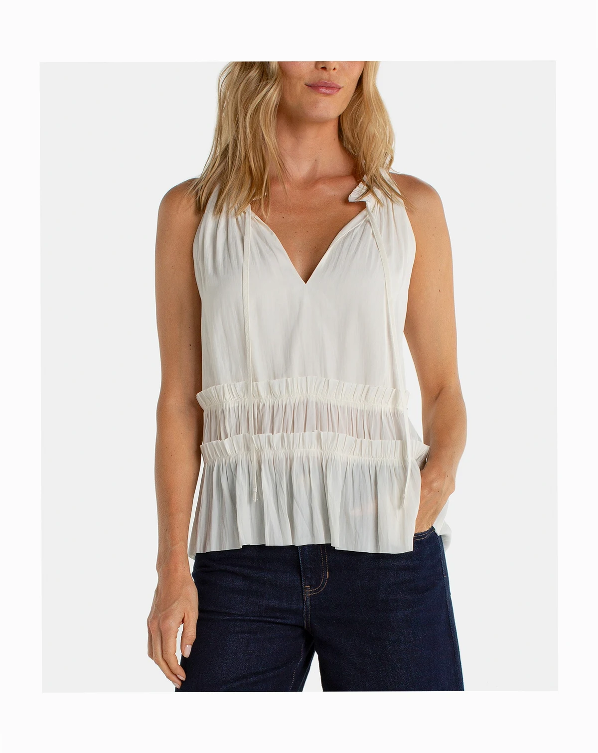 Women's Sleeveless Pull-On Woven Top