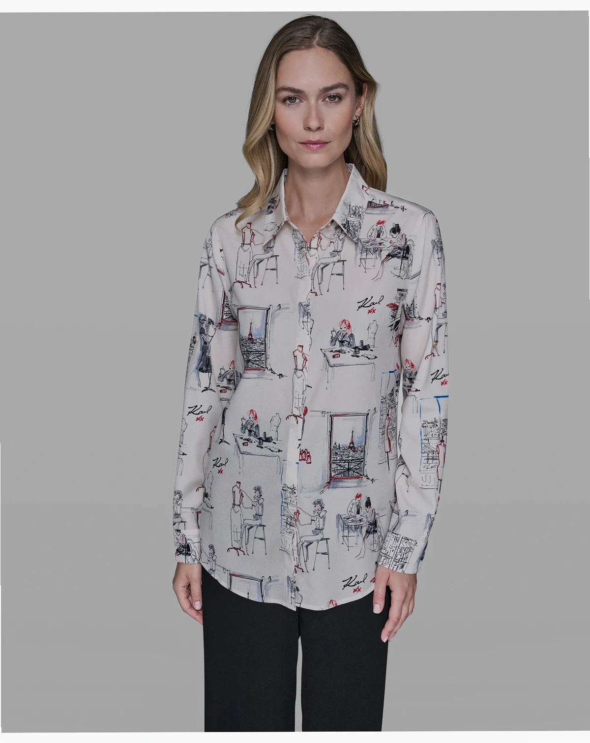 Women's Printed Button-Front Blouse