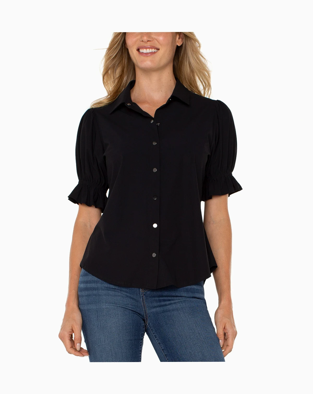 Petite Puffed-Sleeve Top