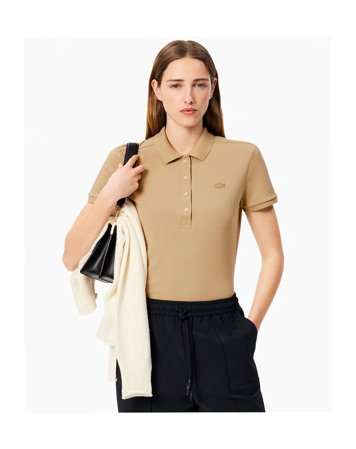LACOSTE Women's Short Sleeve Slim-Fit Polo Top