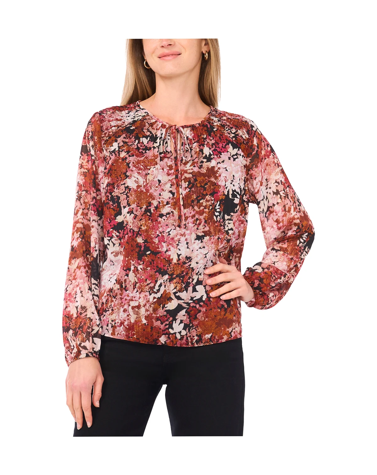 Women's Tie Hem Long Sleeve Top