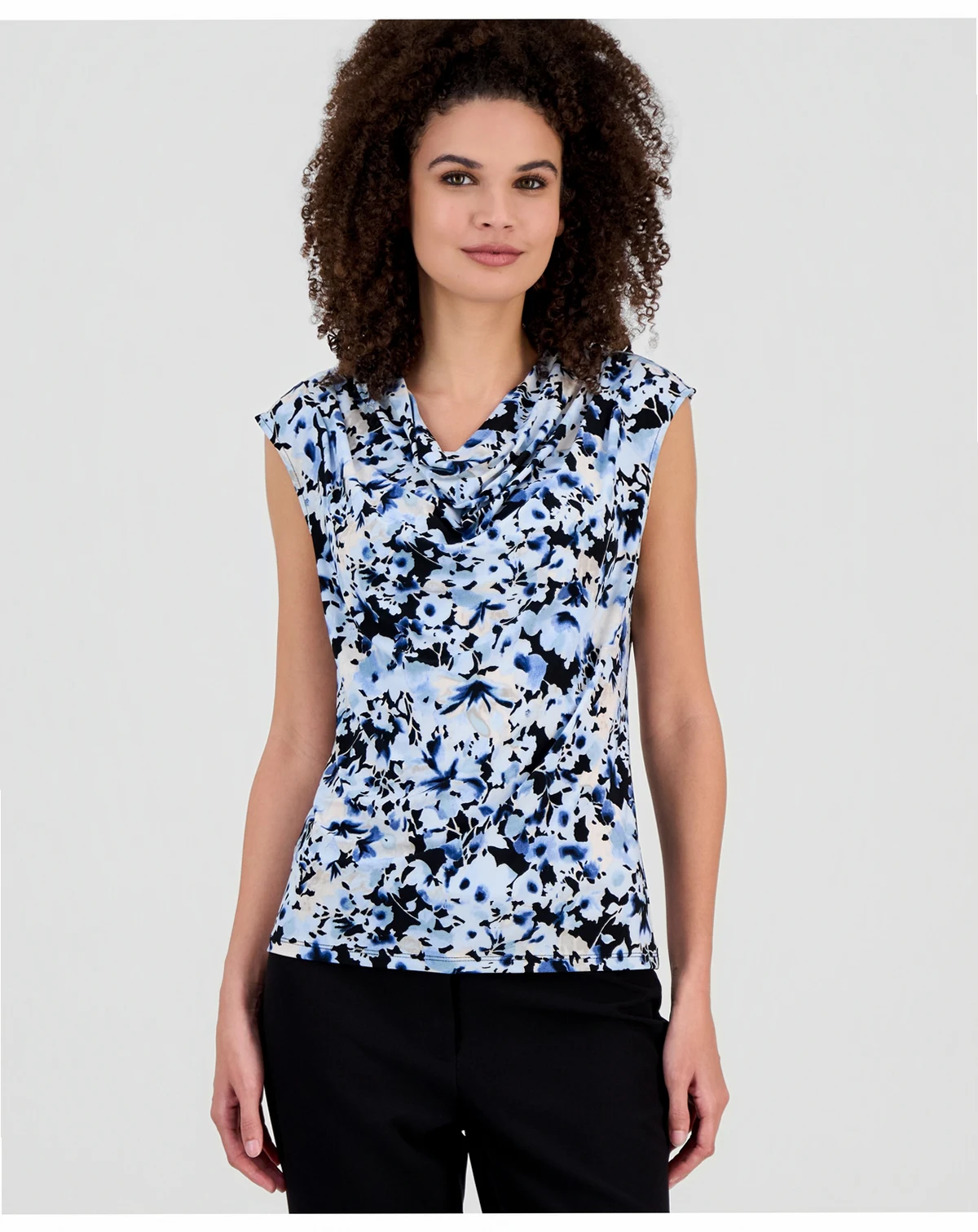 Women's Cowl-Neck Floral-Print Top