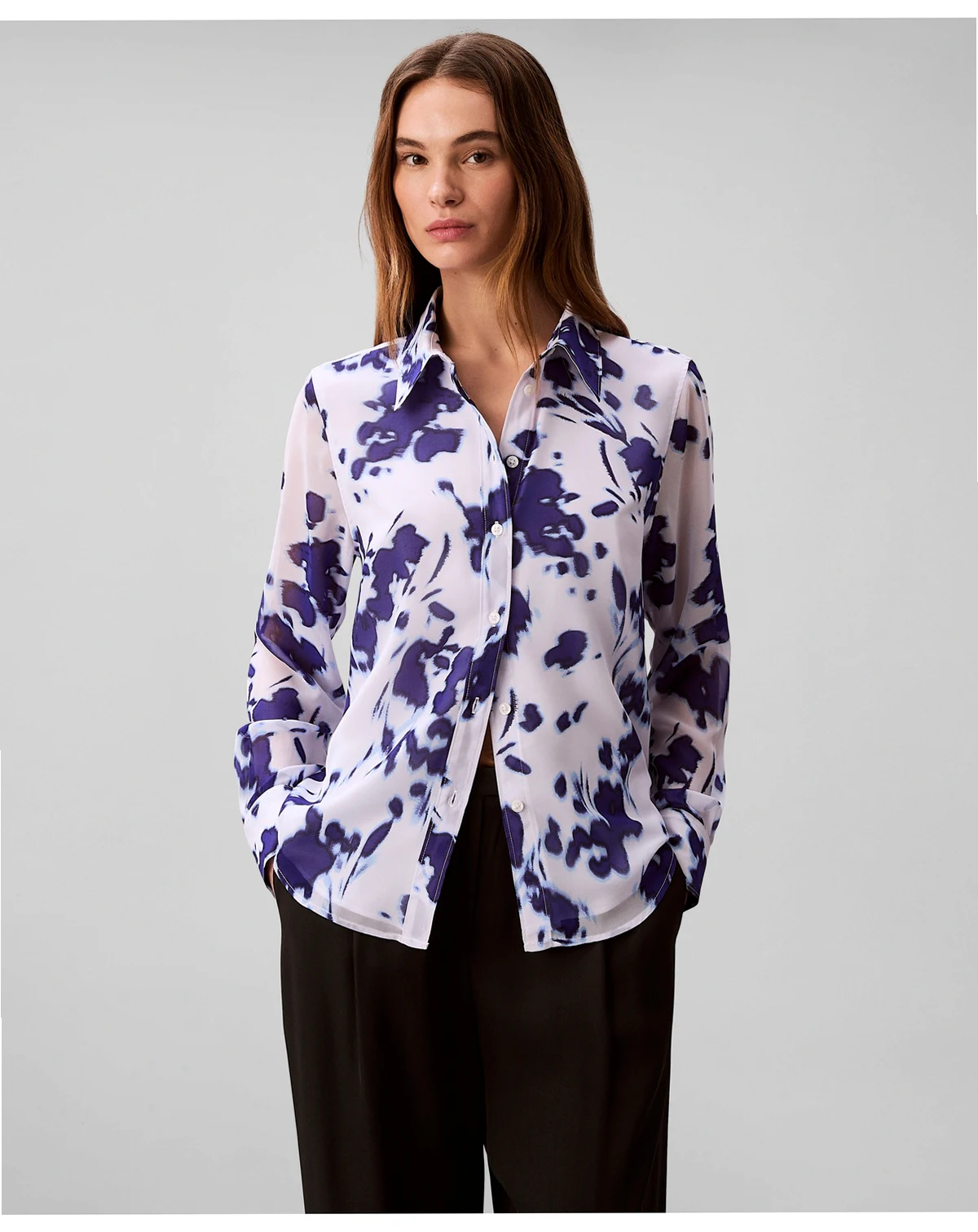 Women's Printed Relaxed Button-Down Shirt