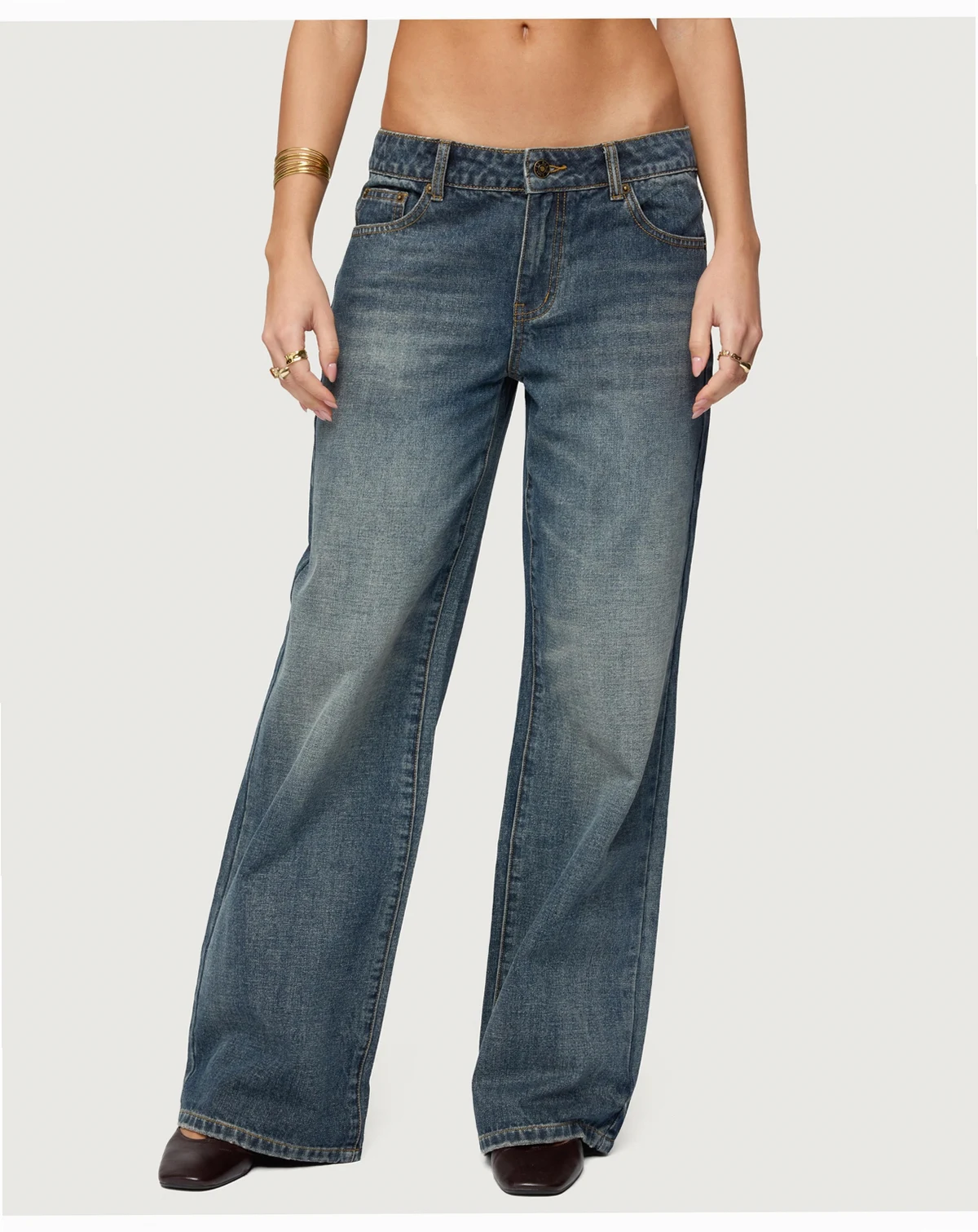 Women's Della Waist Scarf Low Rise Baggy Jeans