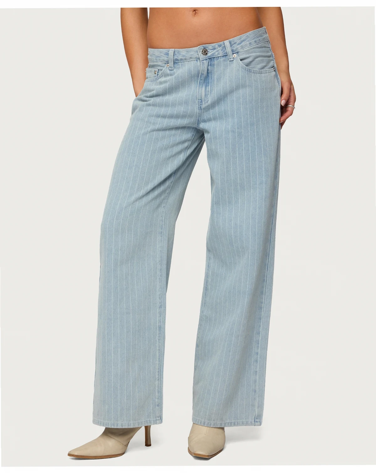 Women's Pinstripe Low Rise Baggy Jeans