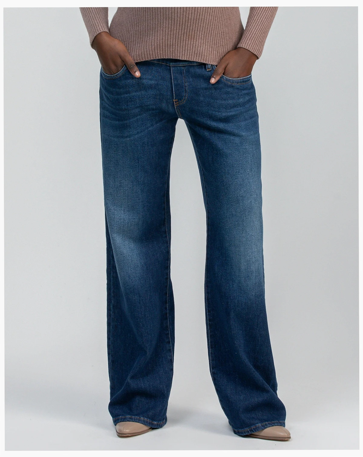 Maternity Wide-Leg Dad Jeans w\ Stretchy High-Rise Belly Band