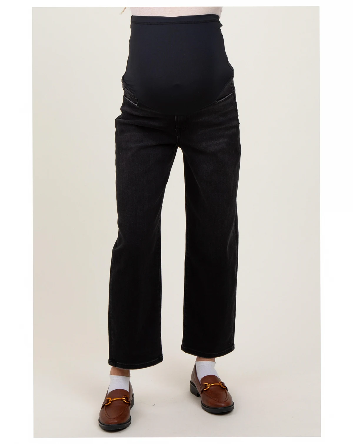 Maternity Black Cropped Wide Leg Jeans