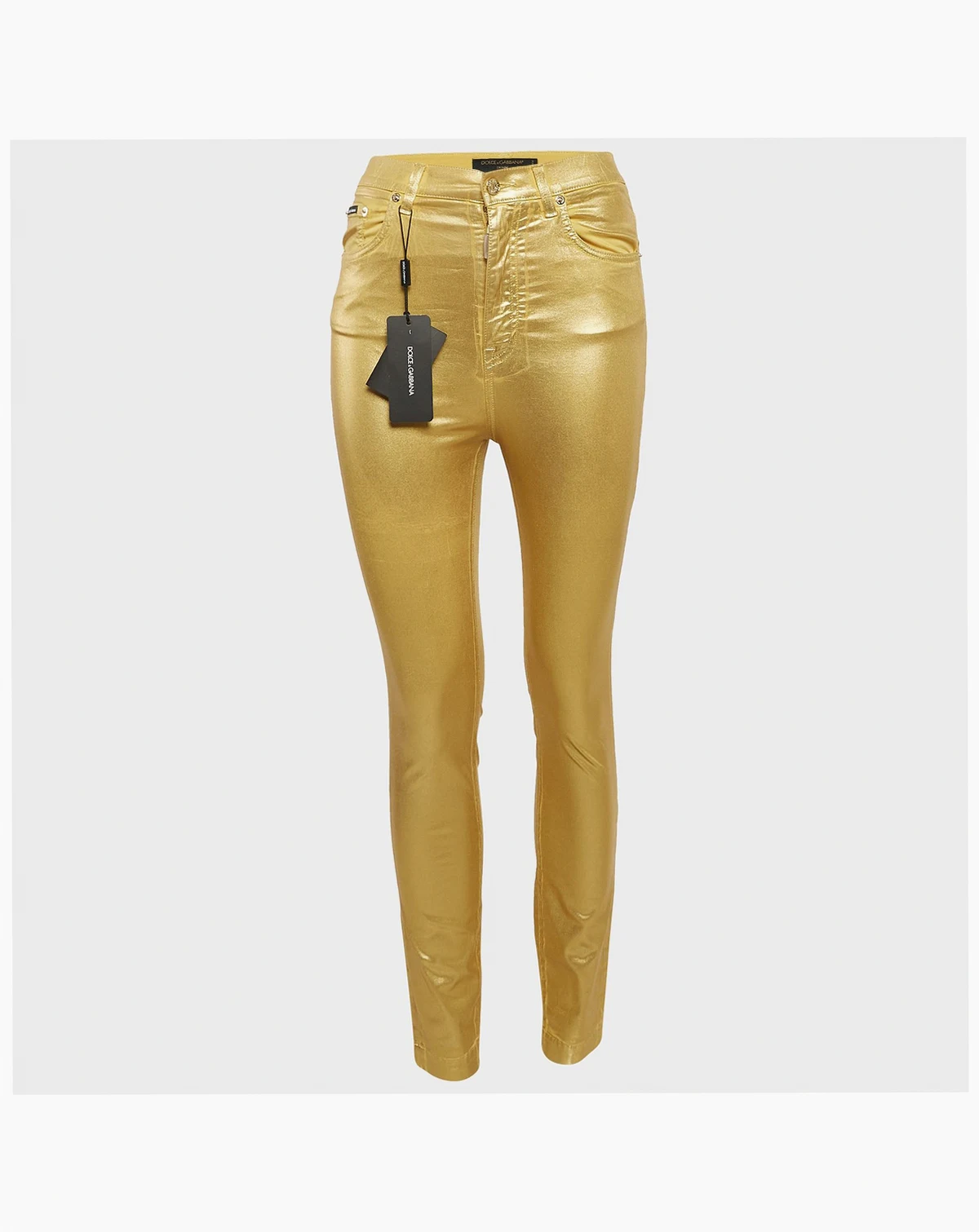 Women's Metallic Gold Coated Cotton Grace Skinny Pants