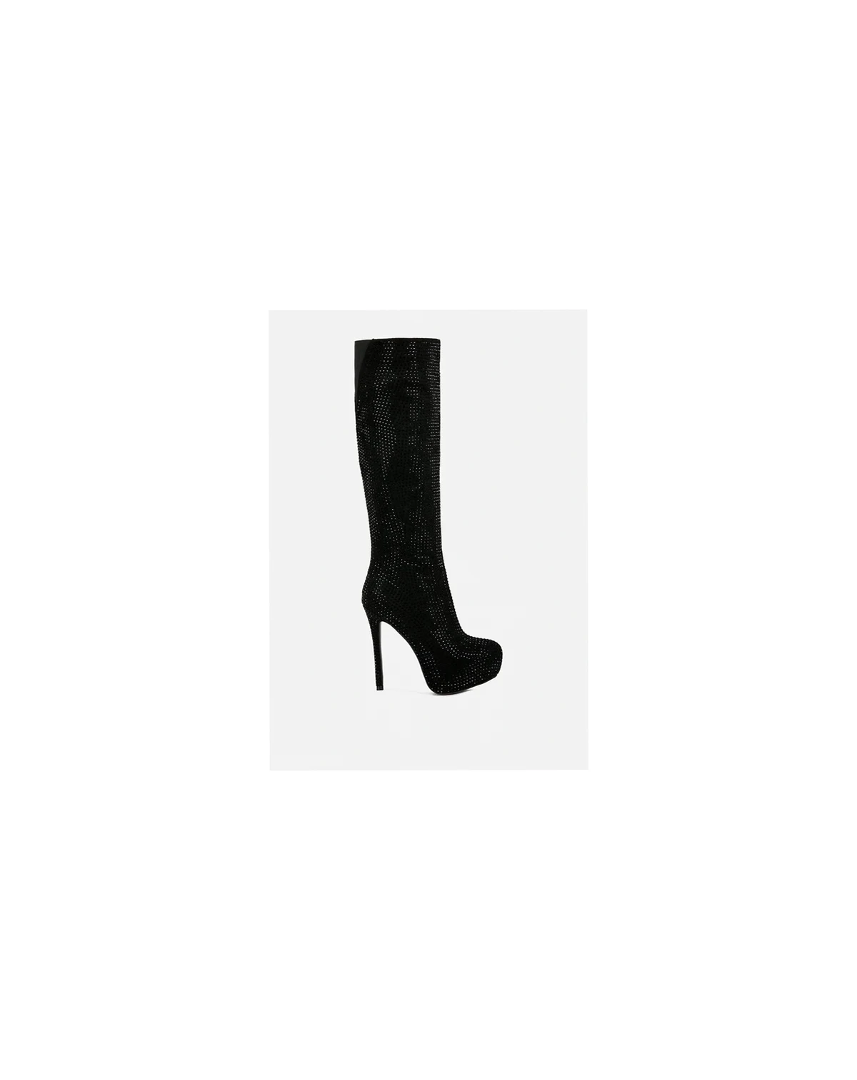 Womens Nebula Rhinestone Embellished Stiletto Calf Boots