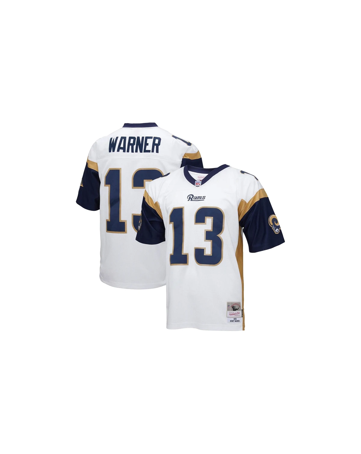 Men's Kurt Warner White Los Angeles Rams Big and Tall 2001 Retired Player Replica Jersey