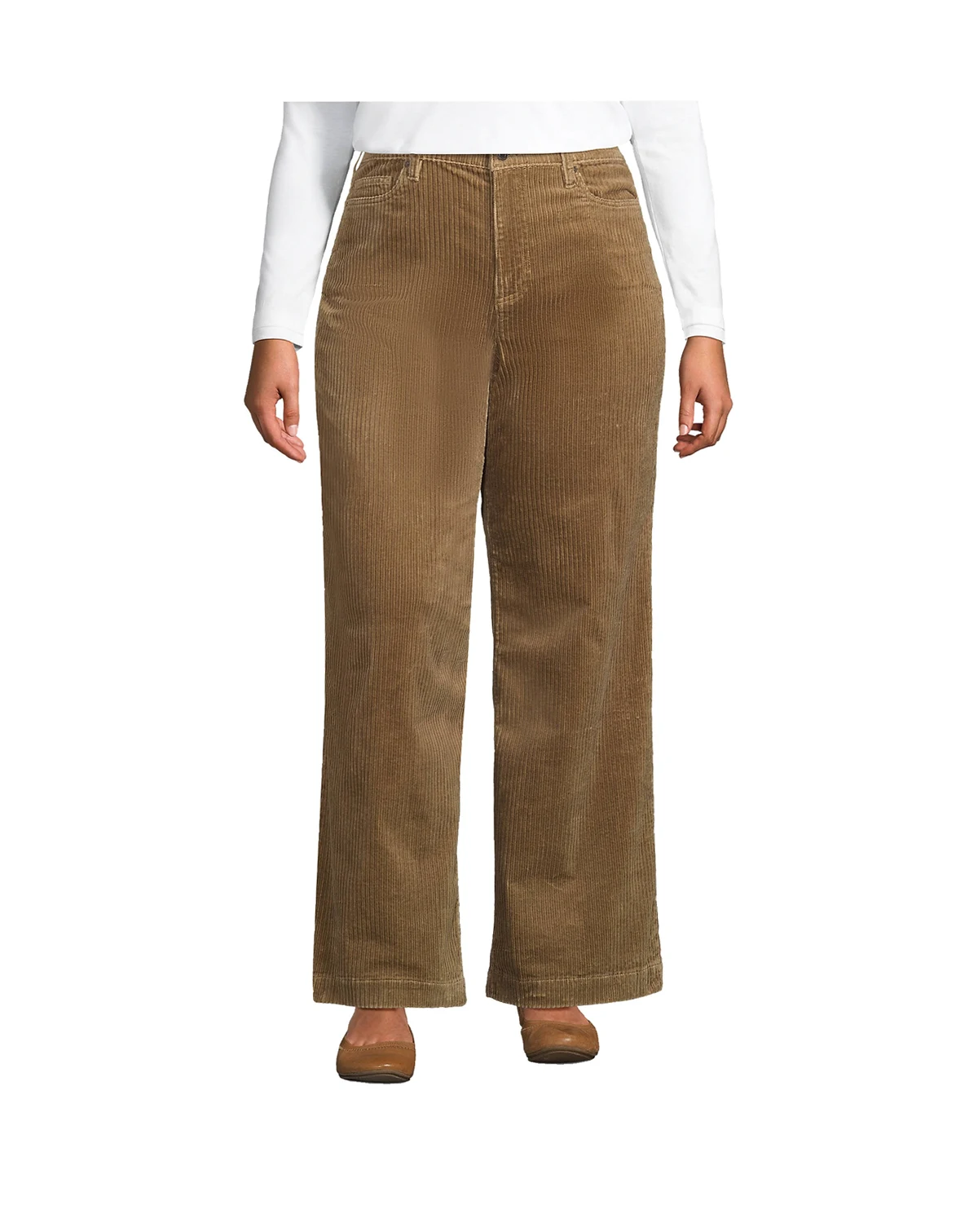 Women's Plus Size High Rise Wide Leg Corduroy Pants