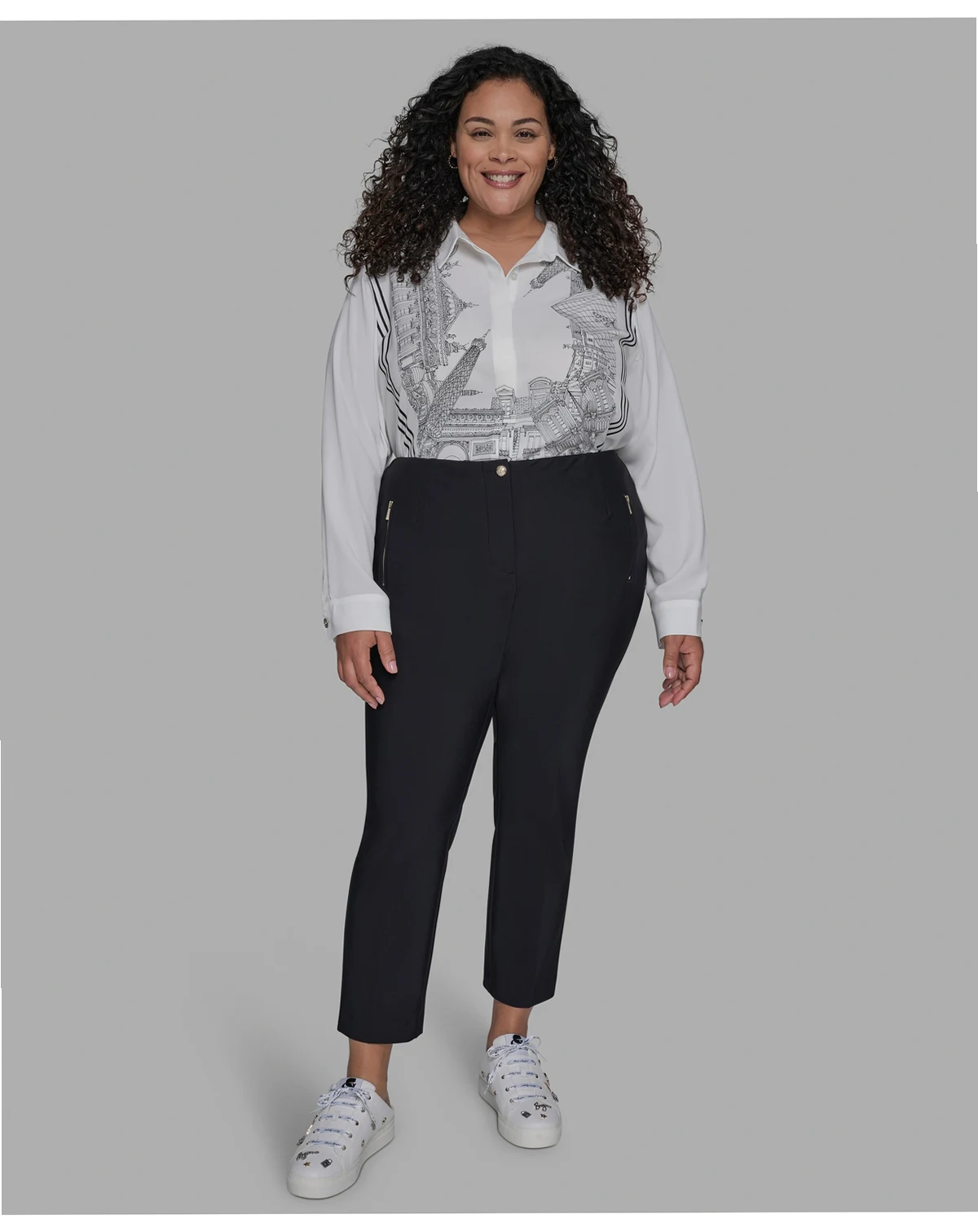 Plus Size Zip-Pocket Slim Pants