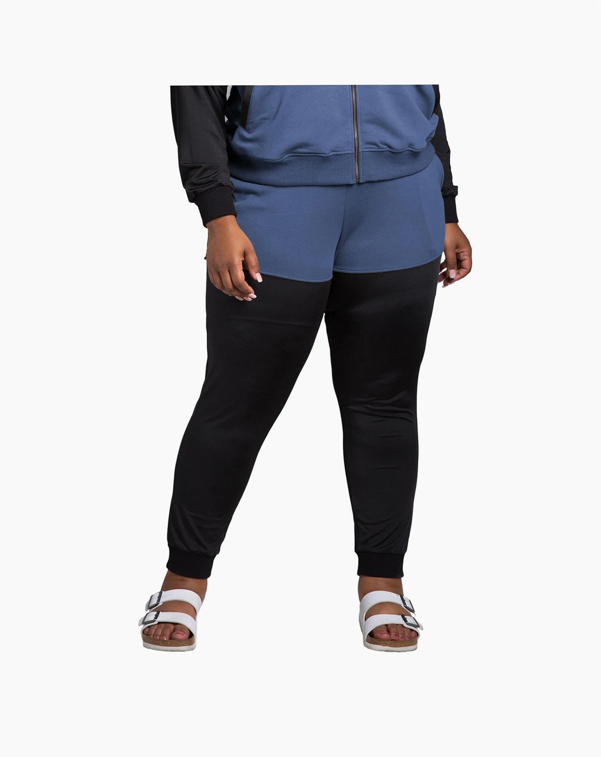 Women's Plus Size Curvy Fit Contrast Blocked Jogger